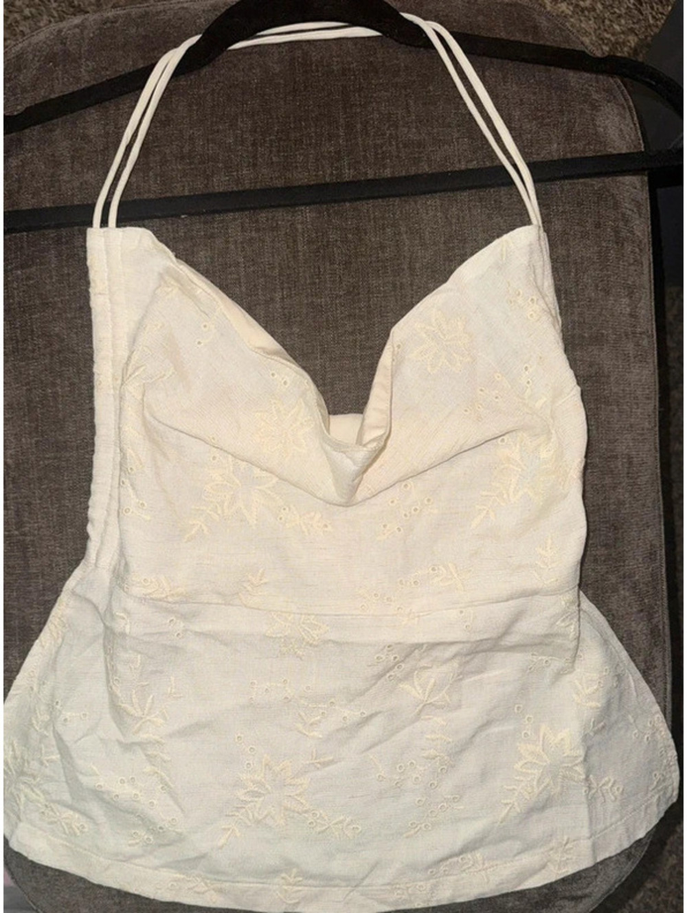 Sky to Moon Boutique cream backless halter top - S/M